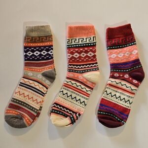 🍒🍒 Colorful Patterned Mid Tube Socks- Tan, Pink, Red